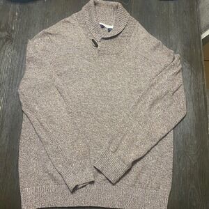 Sean John 2XL Mens Brown Shawl Collar Pullover‎ 100% Cotton Sweater Knitted